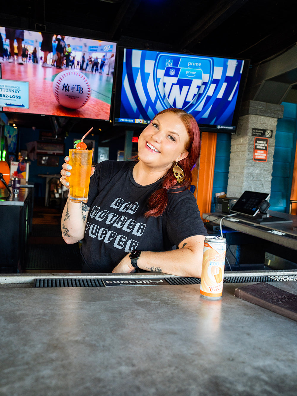 Pups pub girl drinking juice